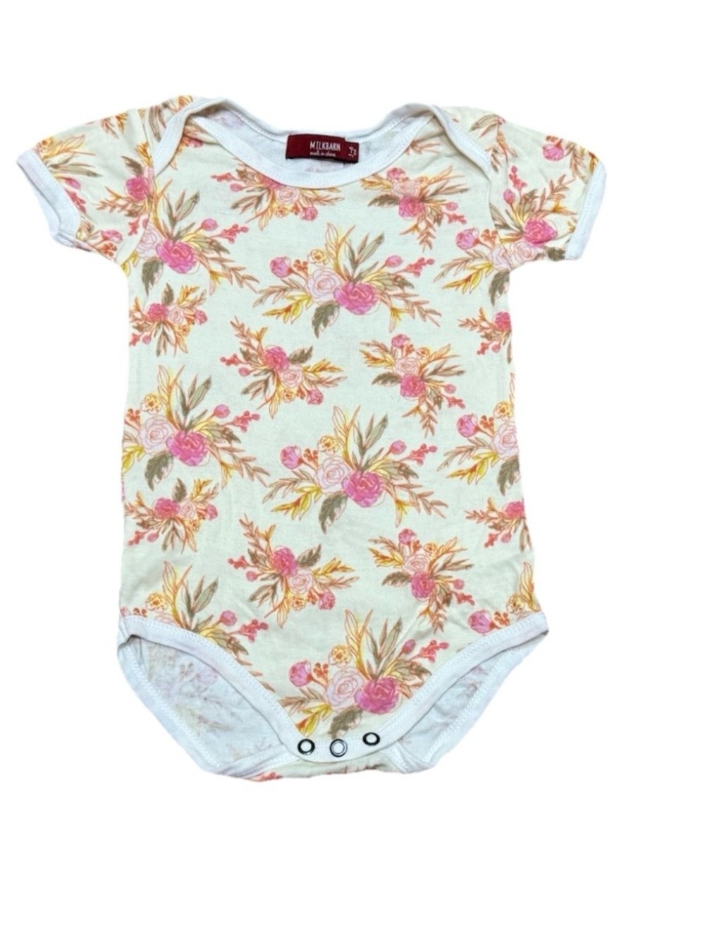Milkbarn Baby Girl Floral Onesie Size 3-6 months Organic Cotton NWOT